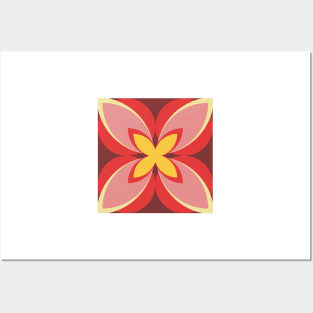 Red, Pink and Yellow Modern Frangipani Posters and Art